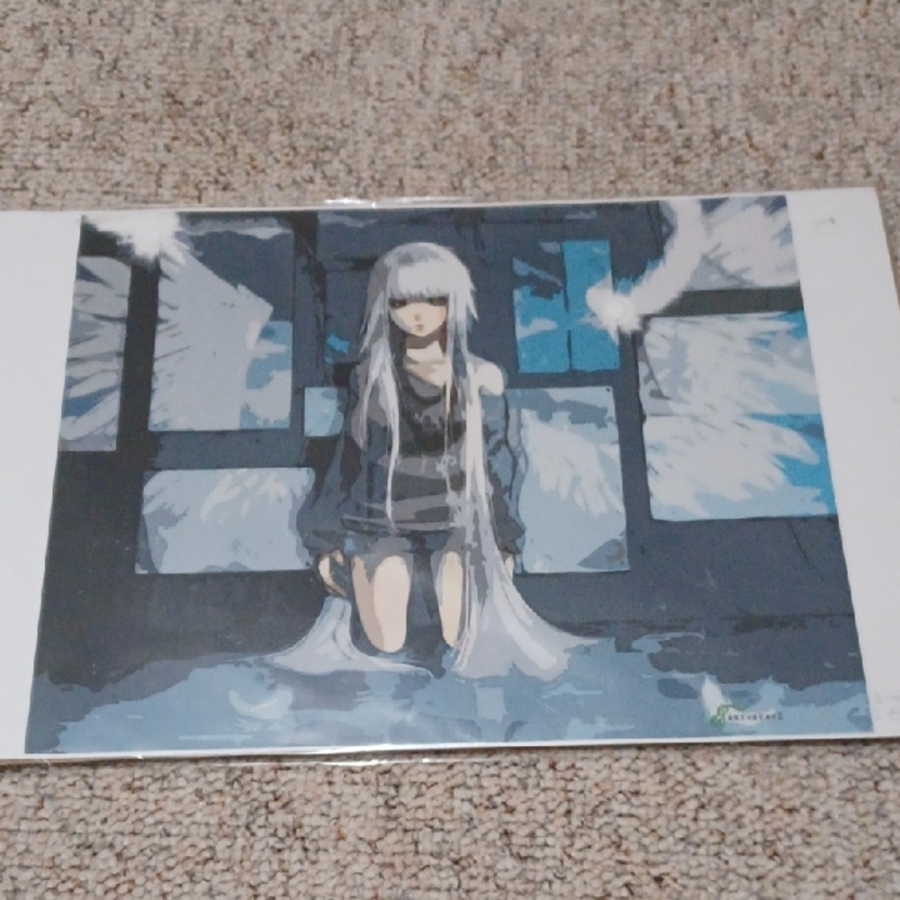 Anime Art Print with Long White Hair
